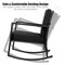 Costway Patio Rattan Rocker Chair Outdoor Glider Rocking Chair Cushion Lawn Navy\Black\Grey